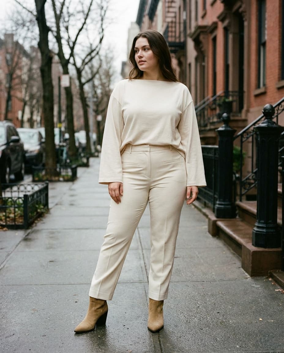 Outfit minimalista monocromático armado con prendas reales